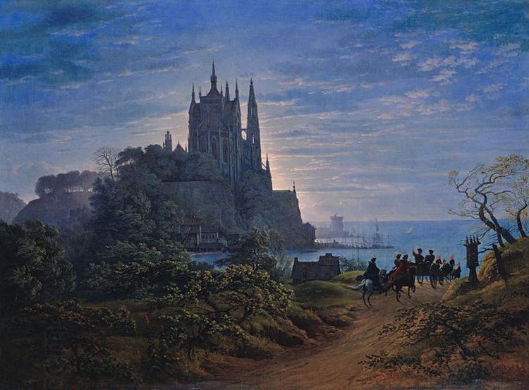 Karl friedrich schinkel Gothic Church on a Rock by the Sea China oil painting art